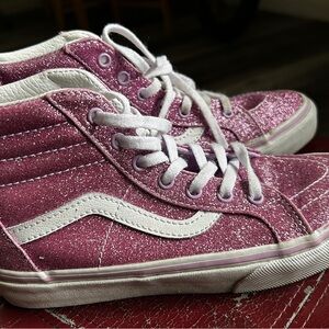 Vans Off the Wall Pink sparklers and White High-Top Sneakers